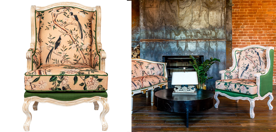 Кресло Beige and Green Chinoiserie Armchair Кресло Beige and Green Chinoiserie Armchair - Loft-Concept в Тюмени