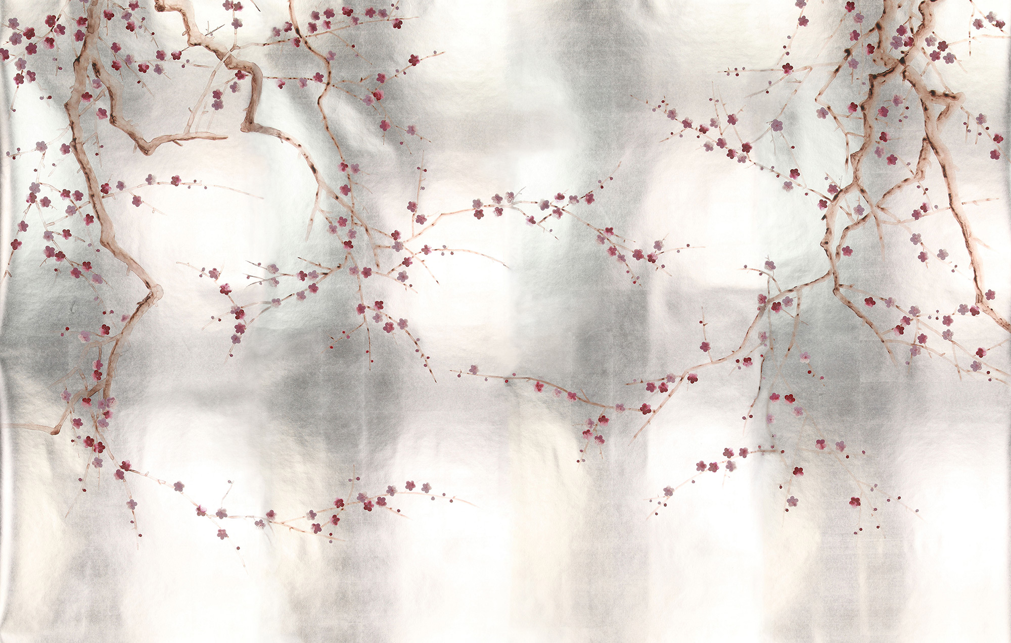 Обои ручная роспись Plum Blossom Blossom on Tarnished Silver gilded paper Обои ручная роспись Plum Blossom Blossom on Tarnished Silver gilded paper - постер Loft-Concept в Тюмени
