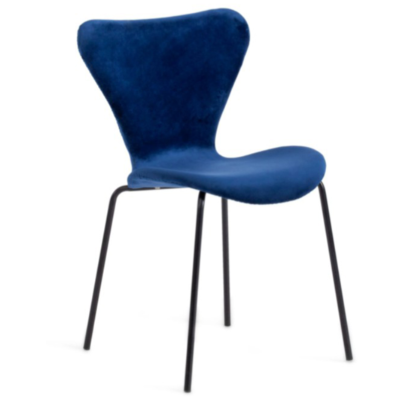 Стул Julissa Blue Chair флок Синий Черный Стул Julissa Blue Chair флок Синий Черный в Тюмени | Loft Concept