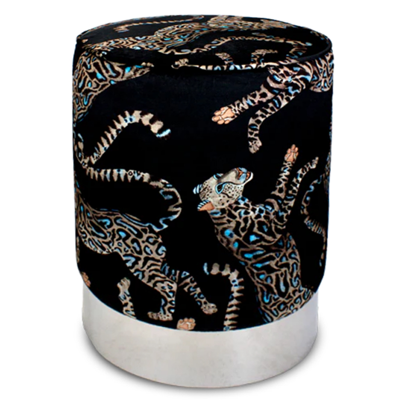 Пуф Леопарды Cheetah Kings Starry Nights Velvet Pouffe Черный Серебряный Пуф Леопарды Cheetah Kings Starry Nights Velvet Pouffe Черный Серебряный в Тюмени | Loft Concept
