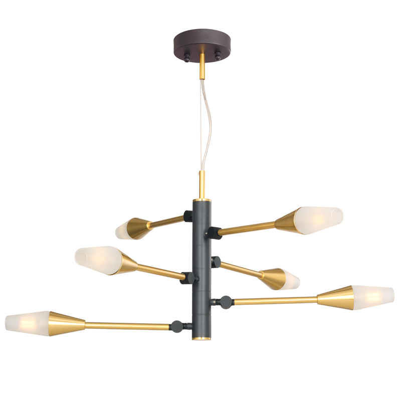 Люстра Paulette Chandelier Латунь Серый Белое матовое стекло Люстра Paulette Chandelier Латунь Серый Белое матовое стекло в Тюмени | Loft Concept