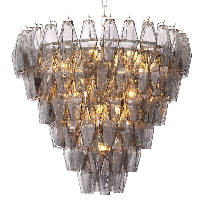 Люстра Eichholtz Chandelier Benini S Никель Стекло Смок Люстра Eichholtz Chandelier Benini S Никель Стекло Смок в Тюмени | Loft Concept