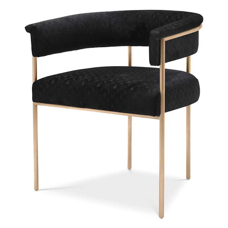 Стул Philipp Plein Dining Chair Monogram Чёрный Черный Золотой Стул Philipp Plein Dining Chair Monogram Чёрный Черный Золотой в Тюмени | Loft Concept