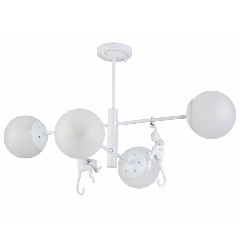 Потолочная люстра Hanging Monkey 4 lamp Белый Потолочная люстра Hanging Monkey 4 lamp Белый в Тюмени | Loft Concept