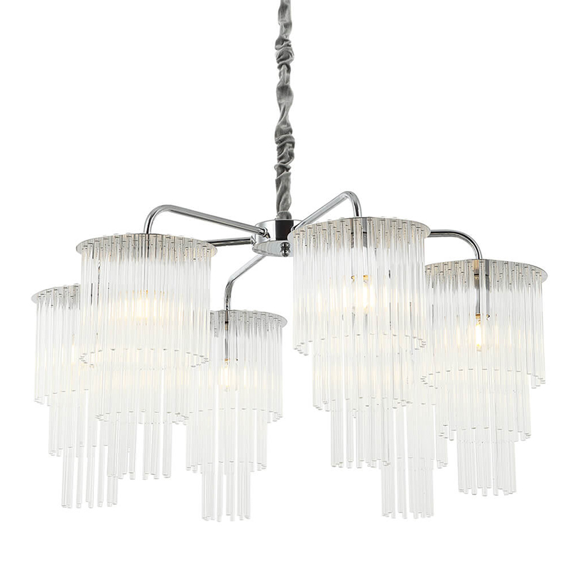 Люстра Harrison Chandelier chrome 6 lamp Хром Прозрачный Люстра Harrison Chandelier chrome 6 lamp Хром Прозрачный в Тюмени | Loft Concept