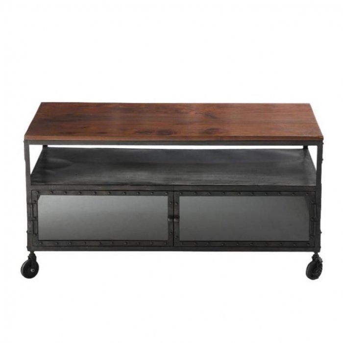 Тумба в стиле Индастриал на колёсах Industrial Bar Oak Chest mini Черный Тумба в стиле Индастриал на колёсах Industrial Bar Oak Chest mini Черный в Тюмени | Loft Concept