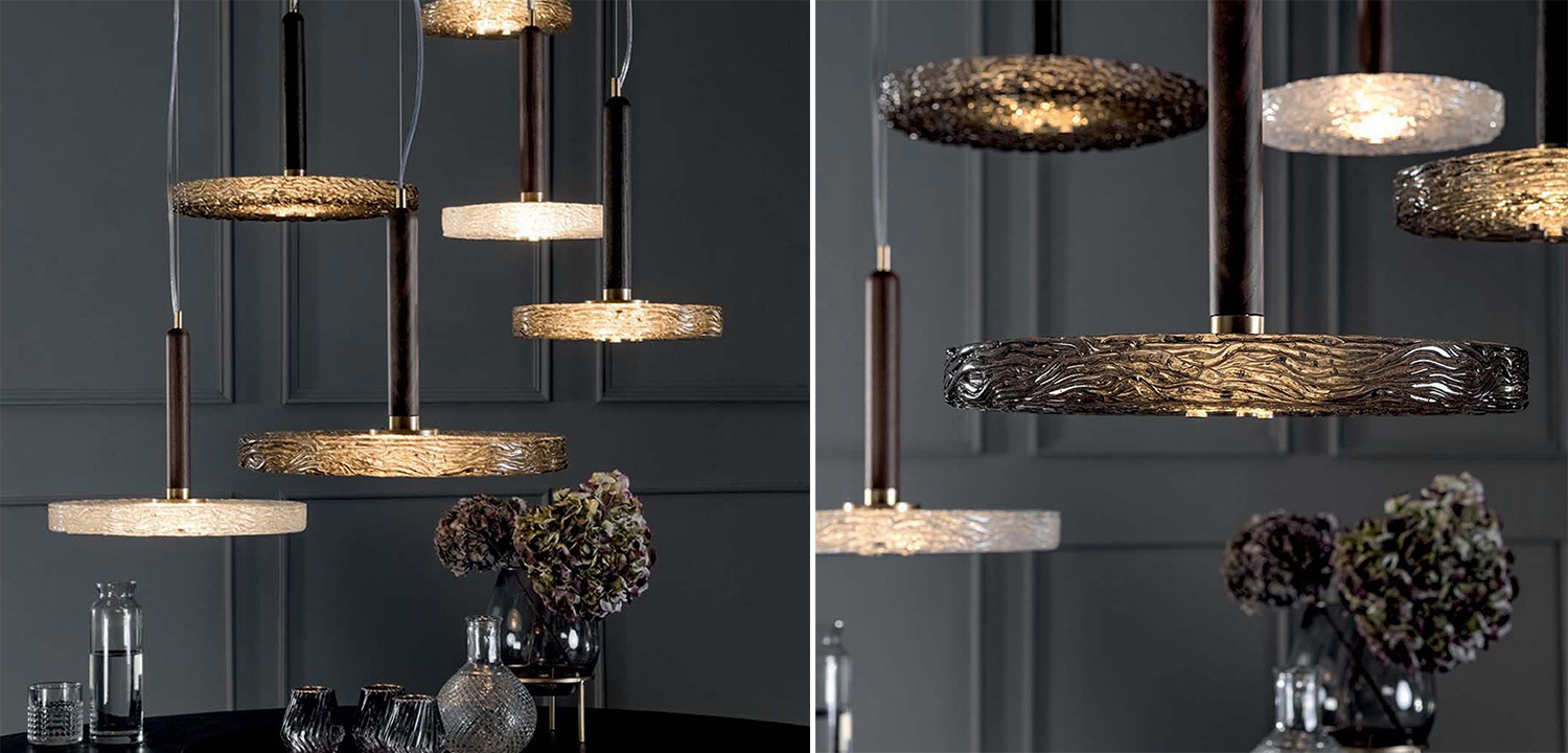 Подвесной светильник c рельефным стеклом Tonin Casa MACRABE - фото