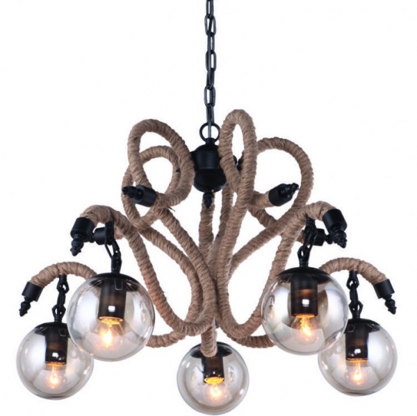 Люстра Loft Rope Chandelier Globe 5 Черный Люстра Loft Rope Chandelier Globe 5 Черный в Тюмени | Loft Concept