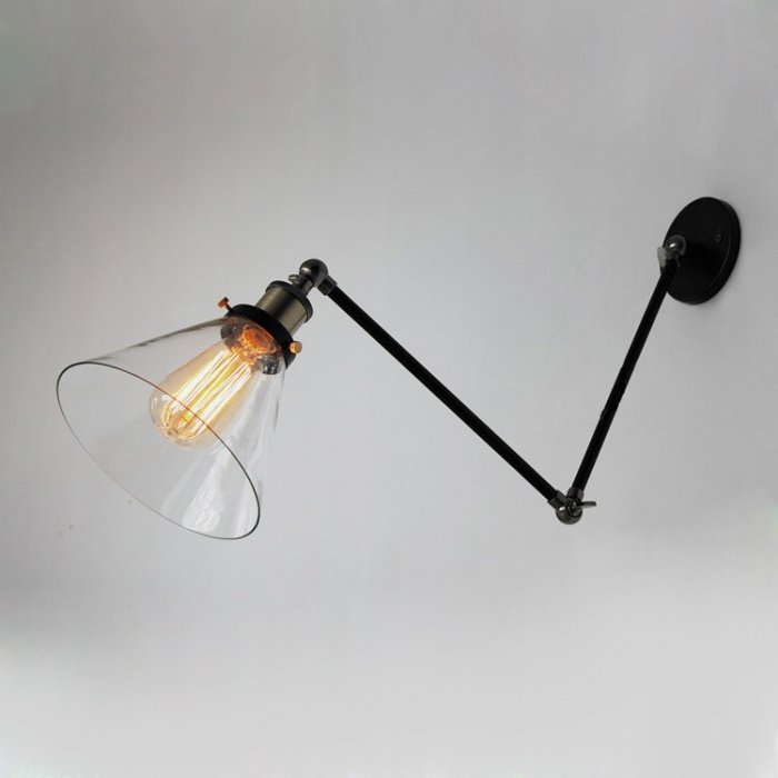 Бра Gloce Cone Shade Loft Industrial Glass Черный Бра Gloce Cone Shade Loft Industrial Glass Черный в Тюмени | Loft Concept