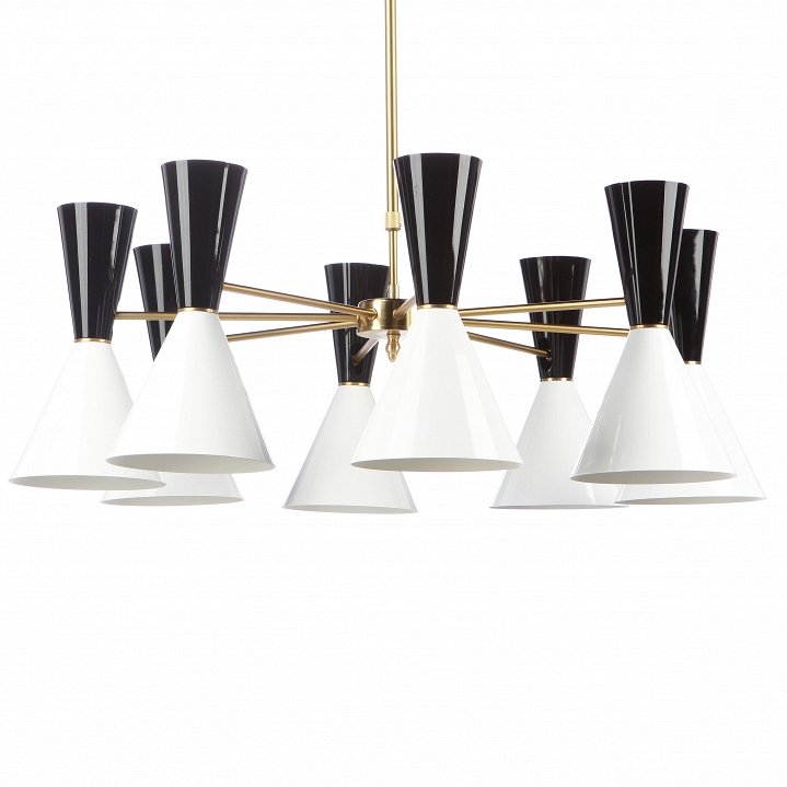 Люстра CAIRO Chandelier 8 Arm black and white Черный Белый Латунь Люстра CAIRO Chandelier 8 Arm black and white Черный Белый Латунь в Тюмени | Loft Concept