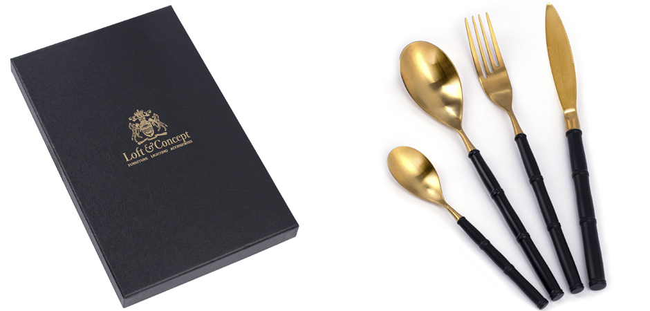 Столовые приборы Bamboo Gold and Black Столовые приборы Bamboo Gold and Black - Loft-Concept в Тюмени