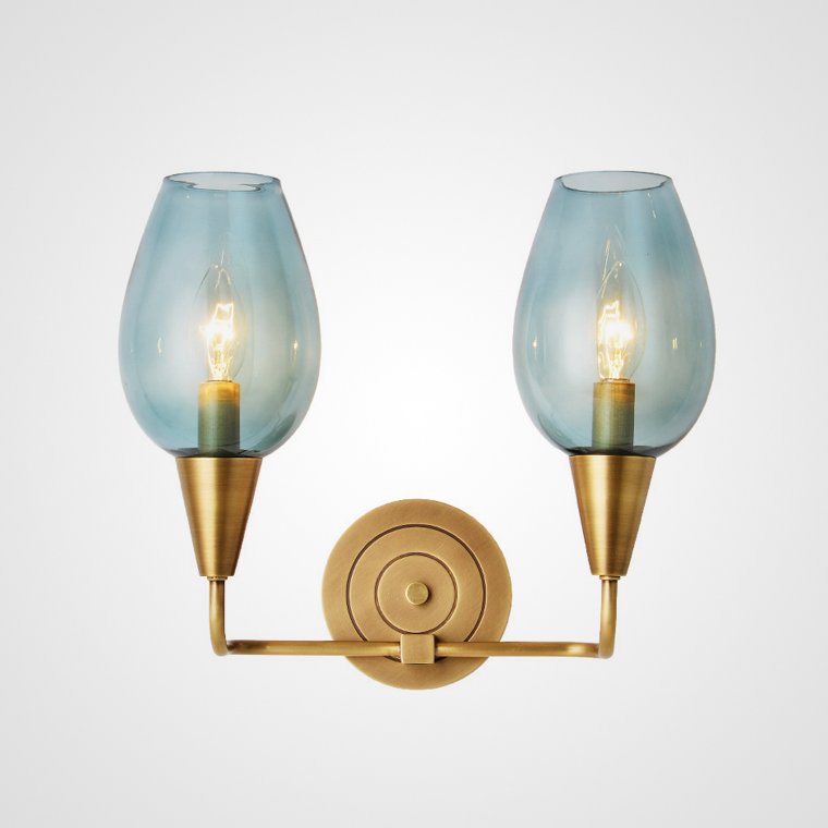 Бра VIOLA WALL Lamp Double Латунь Голубой пастельный Бра VIOLA WALL Lamp Double Латунь Голубой пастельный в Тюмени | Loft Concept