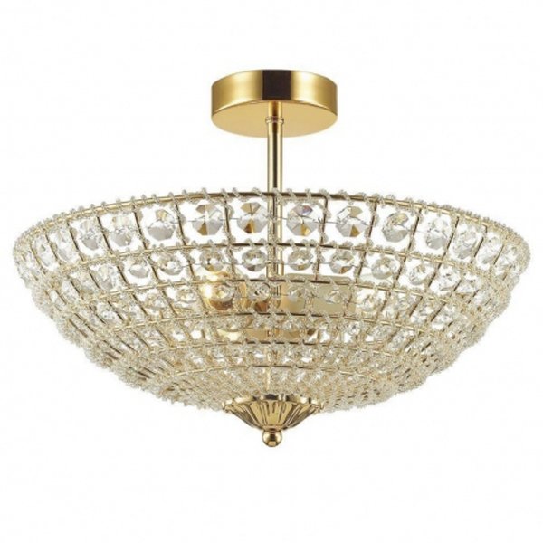 Потолочный светильник Casbah Crystal Top Lamp 3 Gold Прозрачный Глянцевое золото Потолочный светильник Casbah Crystal Top Lamp 3 Gold Прозрачный Глянцевое золото в Тюмени | Loft Concept