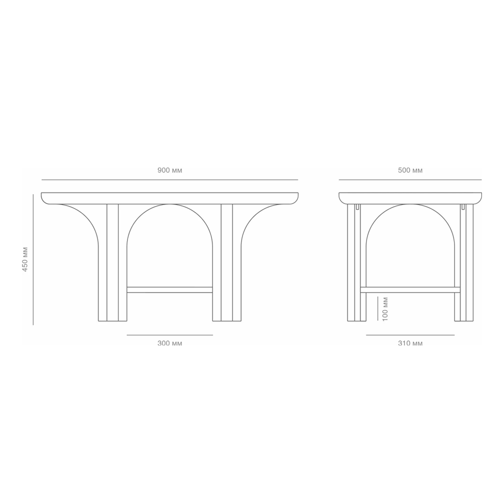 Стол кофейный деревянный с арочным основанием Arch Passage в Тюмени