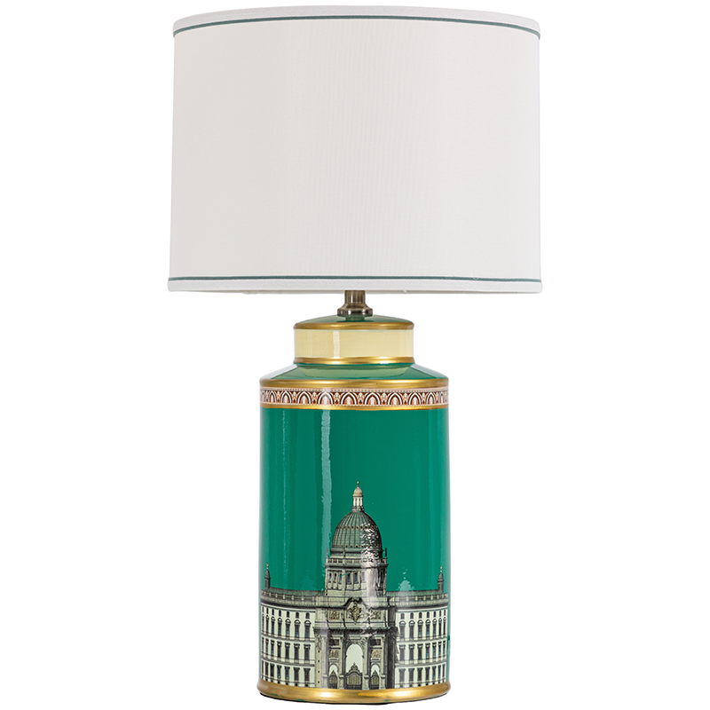 Настольная лампа Old Town Green Lampshade Белый Зеленый Золотой Настольная лампа Old Town Green Lampshade Белый Зеленый Золотой в Тюмени | Loft Concept