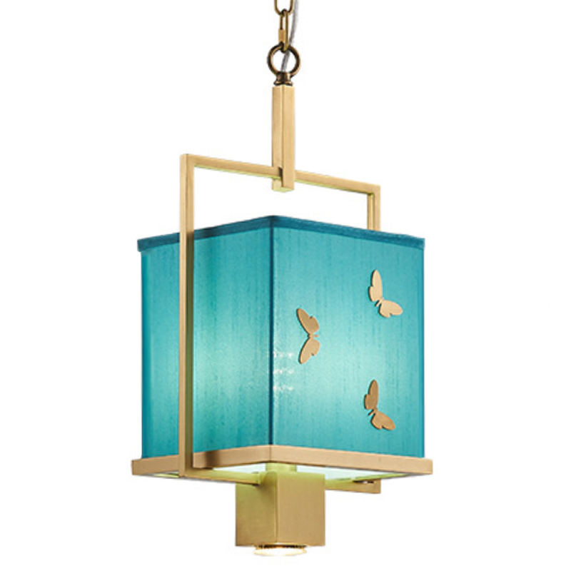 Светильник с бабочками Butterflies Blue Background Hanging lamp Латунь Бирюзовый Светильник с бабочками Butterflies Blue Background Hanging lamp Латунь Бирюзовый в Тюмени | Loft Concept