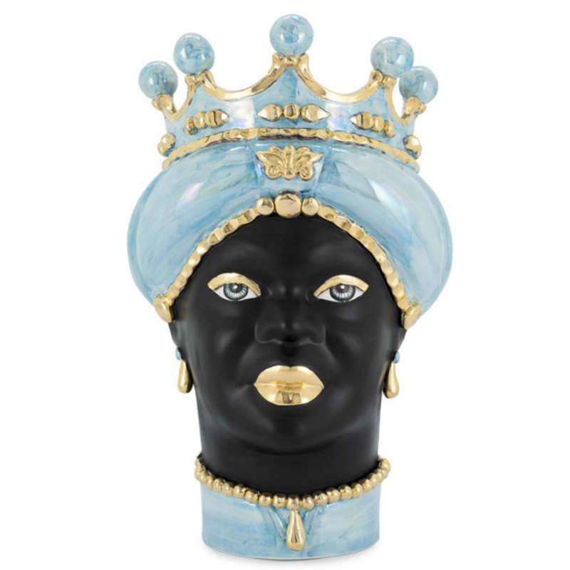 Ваза VASE MORO LADY MED. MOP blue Черный Светло-голубой Золотой Ваза VASE MORO LADY MED. MOP blue Черный Светло-голубой Золотой в Тюмени | Loft Concept