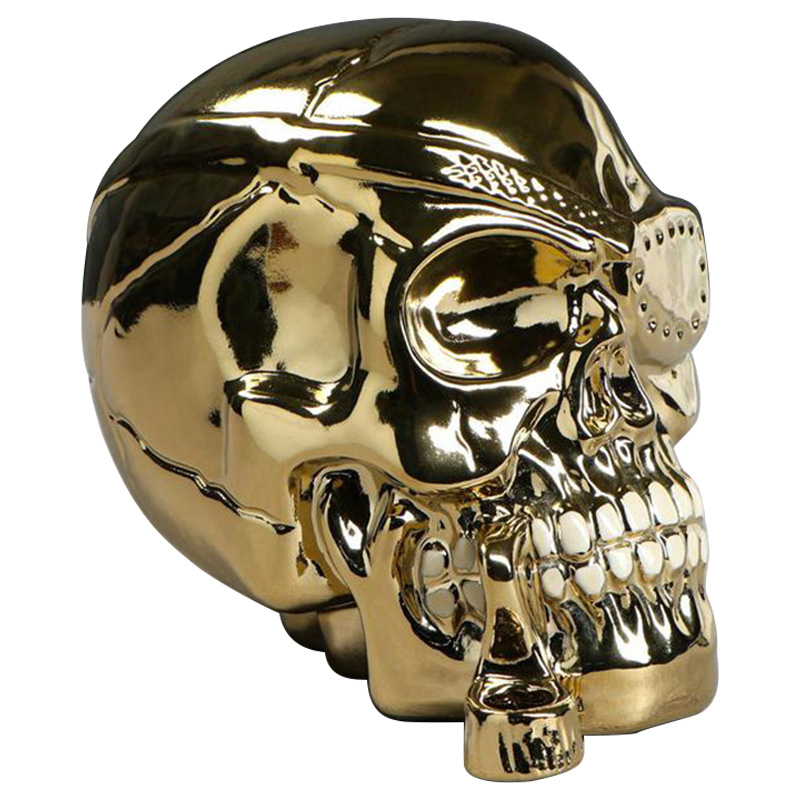 Статуэтка Golden Skull with Pipe Золотой Статуэтка Golden Skull with Pipe Золотой в Тюмени | Loft Concept