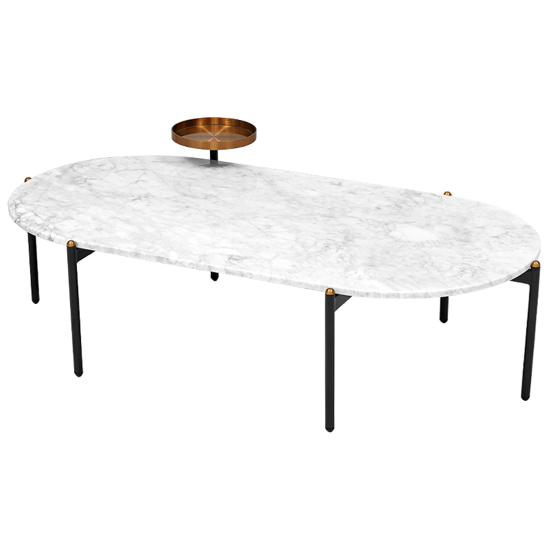 Кофейный стол с белой каменной столешницей Macias Coffee Table White Белый Черный Медь Кофейный стол с белой каменной столешницей Macias Coffee Table White Белый Черный Медь в Тюмени | Loft Concept