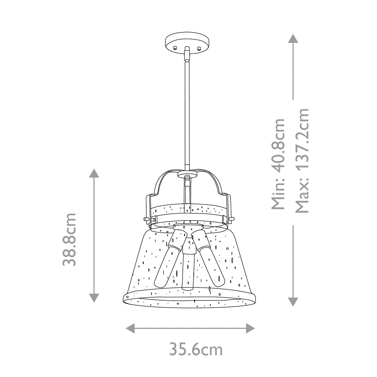 Подвесной светильник с прозрачным стеклянным плафоном в форме колокола с эффектом пузырьков и тремя лампами Quoizel в Тюмени