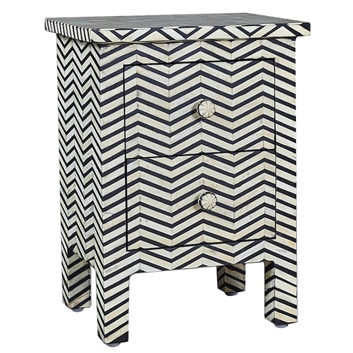 Комод инкрустация костью Inlaid Bone Chevron Mini Белый Черный Комод инкрустация костью Inlaid Bone Chevron Mini Белый Черный в Тюмени | Loft Concept