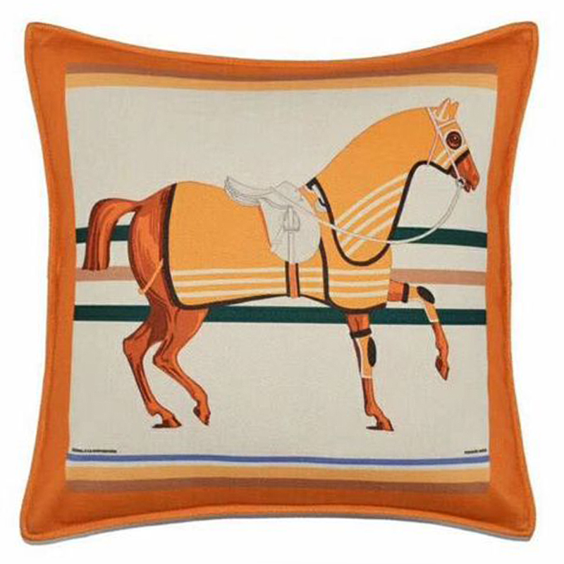 Декоративная подушка Hermes Horse 22 Оранжевый Мульти Декоративная подушка Hermes Horse 22 Оранжевый Мульти в Тюмени | Loft Concept