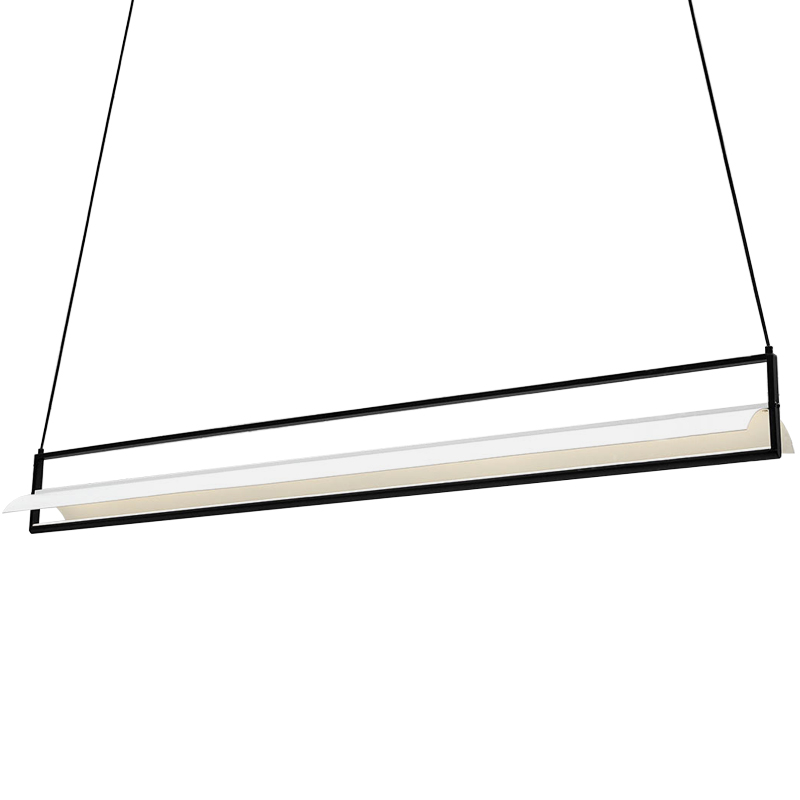 Дизайнерский линейный подвесной светильник CANVAS LINEAR RECTANGULAR HANGING LAMP Черный Белый Дизайнерский линейный подвесной светильник CANVAS LINEAR RECTANGULAR HANGING LAMP Черный Белый в Тюмени | Loft Concept