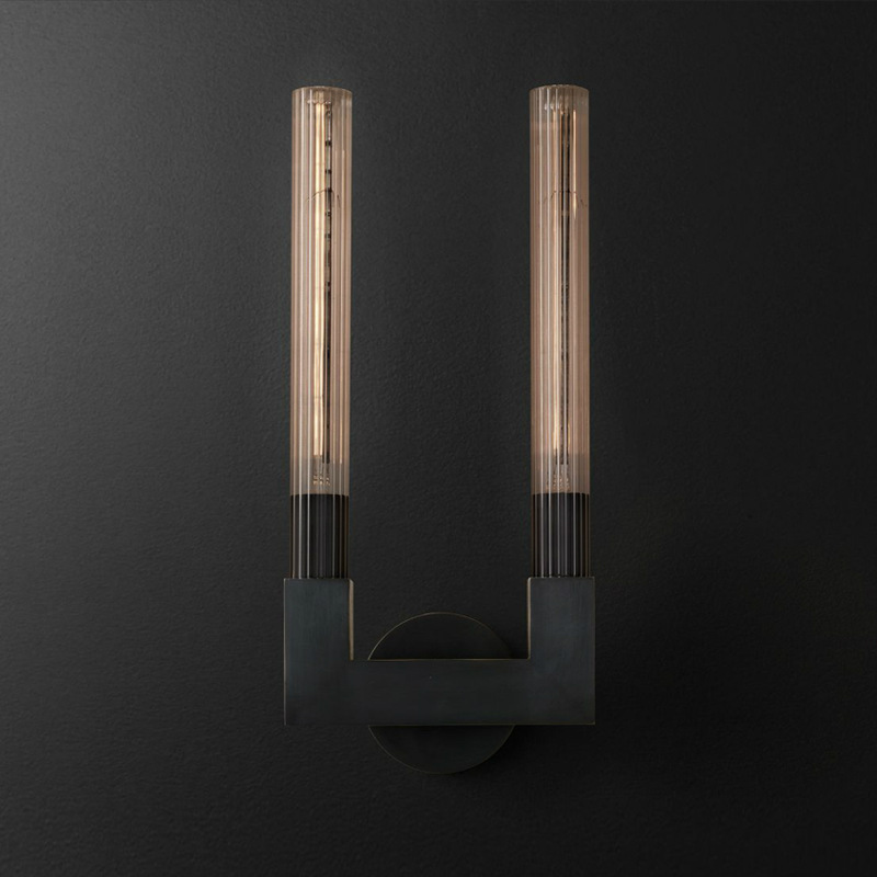 Бра RH CANNELLE wall lamp DOUBLE Sconces Black Черный Прозрачное Стекло Бра RH CANNELLE wall lamp DOUBLE Sconces Black Черный Прозрачное Стекло в Тюмени | Loft Concept