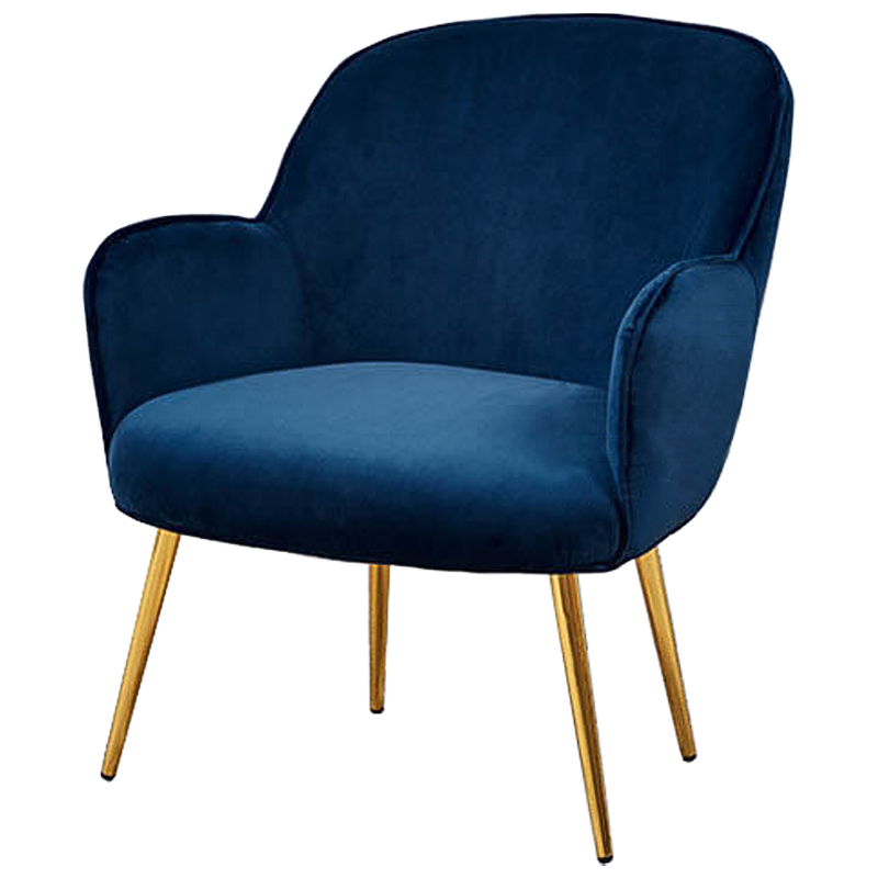 Кресло Waldeck Chair Blue Синий Глянцевое золото Кресло Waldeck Chair Blue Синий Глянцевое золото в Тюмени | Loft Concept
