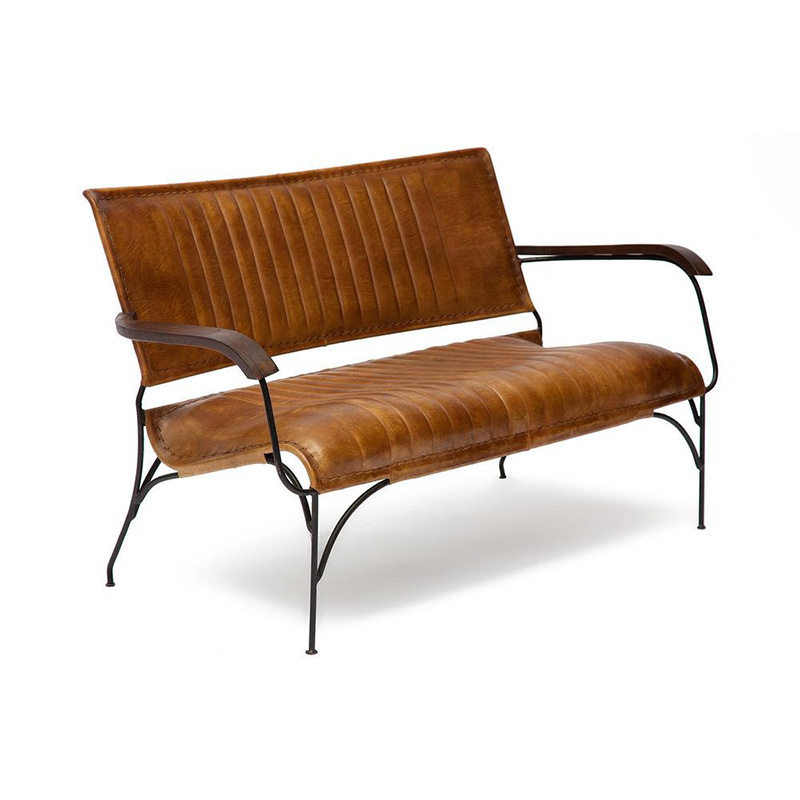 Диван-скамья из натуральной кожи Buffalo Leather Sofa two-seater Коричневый винтаж Черный Диван-скамья из натуральной кожи Buffalo Leather Sofa two-seater Коричневый винтаж Черный в Тюмени | Loft Concept