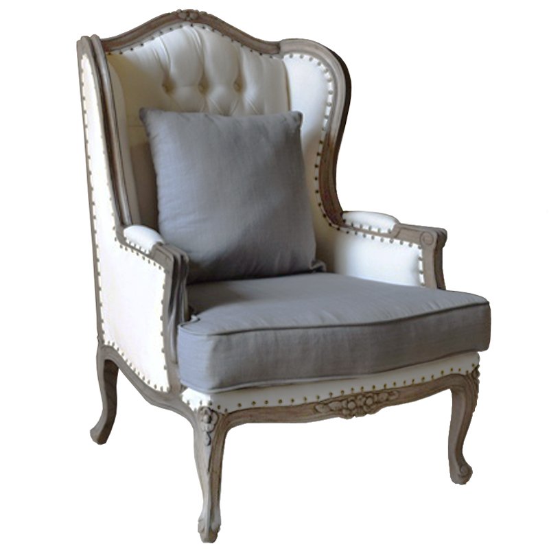 Кресло Villa Grandfather linen ivory ( слоновая кость ) Дерево Темно-Серый Кресло Villa Grandfather linen ivory ( слоновая кость ) Дерево Темно-Серый в Тюмени | Loft Concept