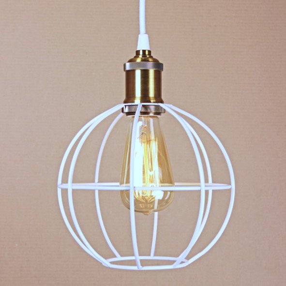 Подвесной светильник Wire Cage Pendant Ball White Белый Подвесной светильник Wire Cage Pendant Ball White Белый в Тюмени | Loft Concept