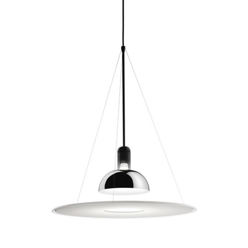 Подвесной светильник Flos Frisbi Lamp Сталь Белое матовое стекло Подвесной светильник Flos Frisbi Lamp Сталь Белое матовое стекло в Тюмени | Loft Concept