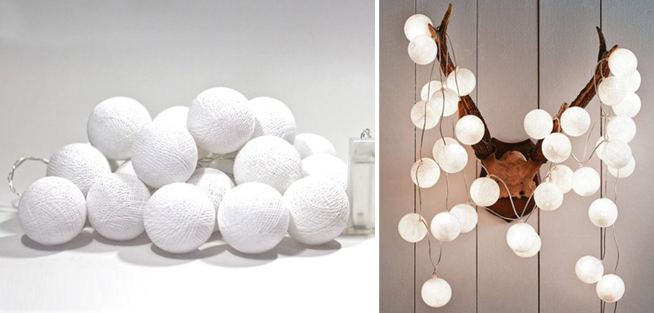 Гирлянда хлопковые фонарики Сotton Ball White - Loft-Concept в Тюмени