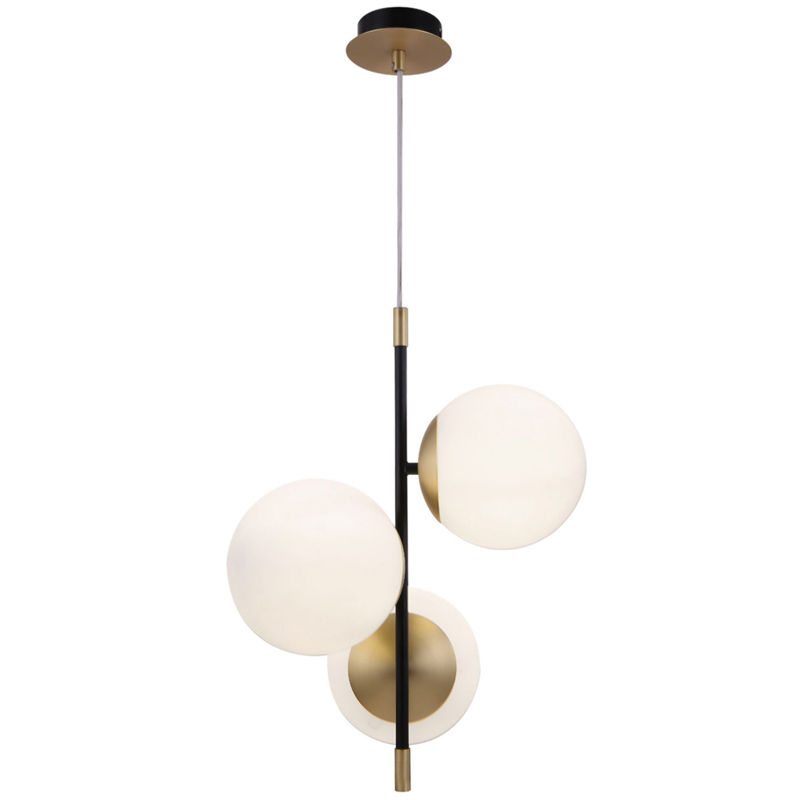 Светильник Spike Three Balls Hanging Lamp матовое золото Прозрачный белый Светильник Spike Three Balls Hanging Lamp матовое золото Прозрачный белый в Тюмени | Loft Concept