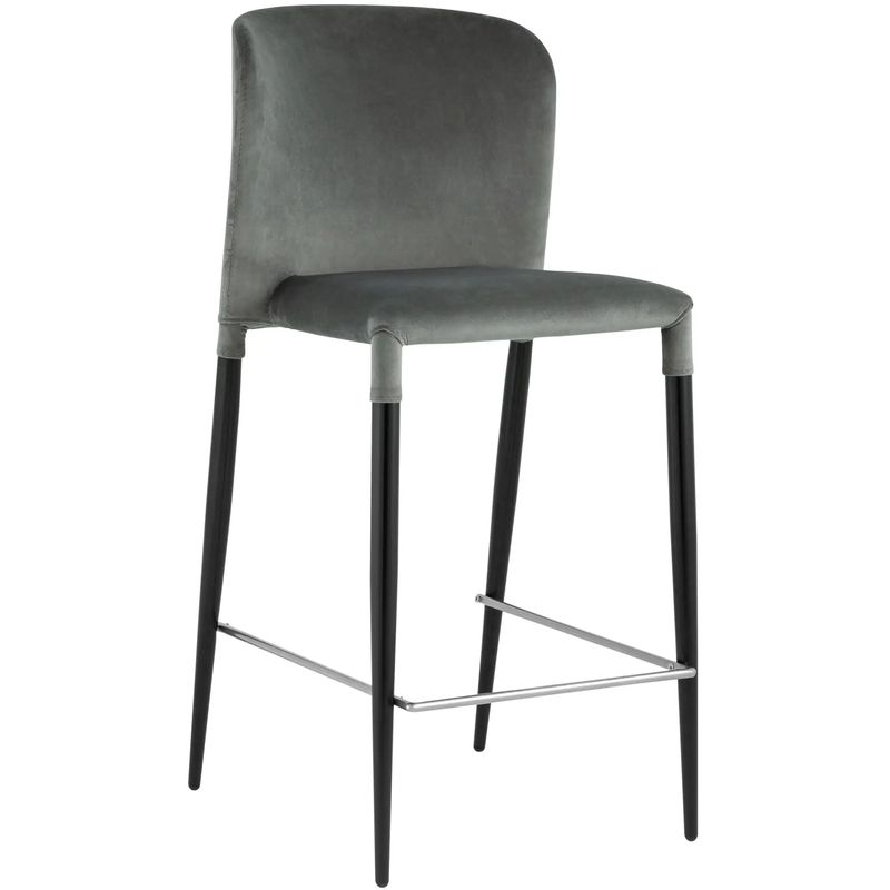 Барный Стул Lori Chair Серый Велюр Серый Черный Барный Стул Lori Chair Серый Велюр Серый Черный в Тюмени | Loft Concept