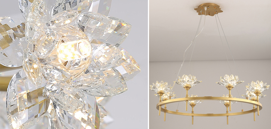 Люстра Хрустальные Цветы Лотоса Lotus flower Clear Glass lamp 8 Люстра Хрустальные Цветы Лотоса Lotus flower Clear Glass lamp 8 - Loft-Concept в Тюмени