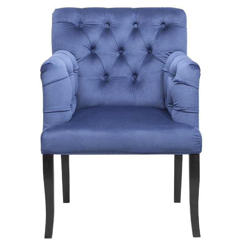 Кресло Addison Chic Armchair deep blue velour Синий Черный Кресло Addison Chic Armchair deep blue velour Синий Черный в Тюмени | Loft Concept
