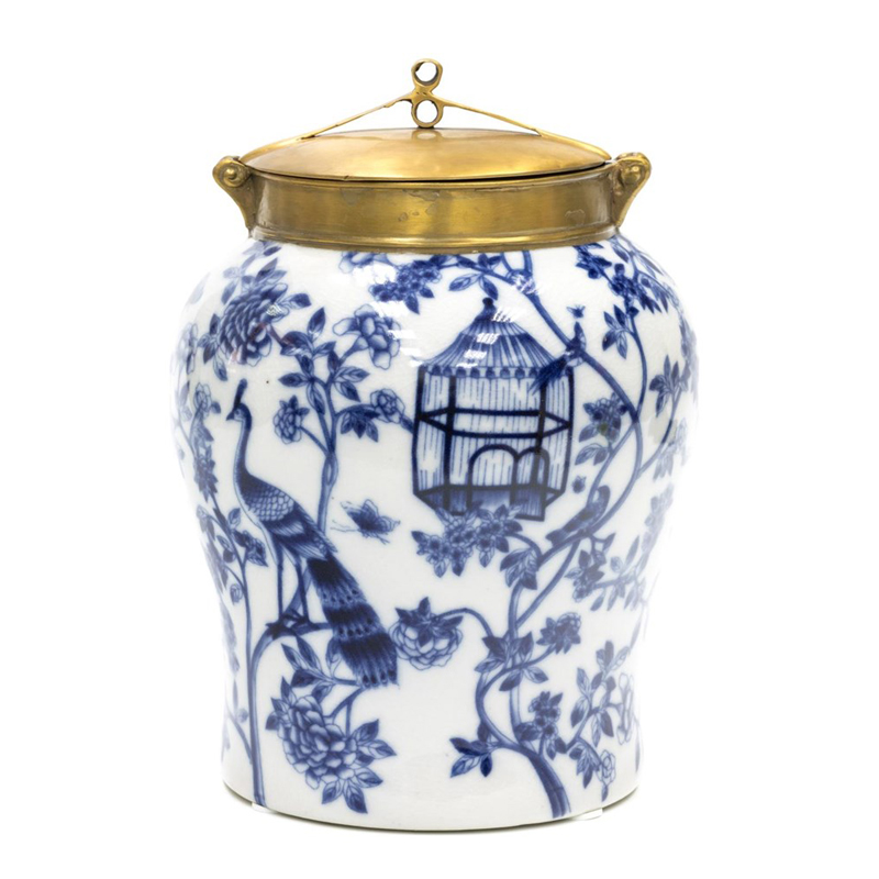 Ваза Blue and Bronze Cover Vase small Белый Синий Бронза Ваза Blue and Bronze Cover Vase small Белый Синий Бронза в Тюмени | Loft Concept