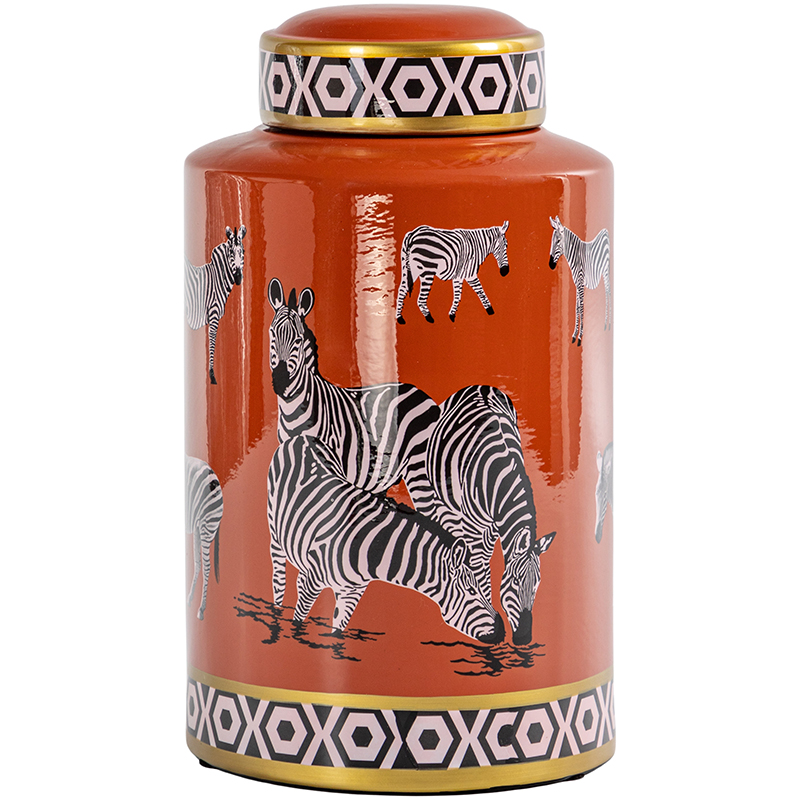 Ваза с крышкой Zebra Orange Vase Оранжевый Золотой Черно-белый Ваза с крышкой Zebra Orange Vase Оранжевый Золотой Черно-белый в Тюмени | Loft Concept