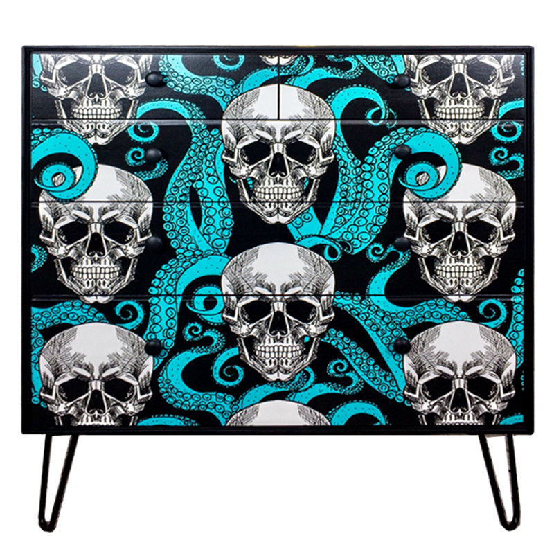 Комод с Черепами Chest of Drawers Skull and Octopus Черный Бирюзовый Комод с Черепами Chest of Drawers Skull and Octopus Черный Бирюзовый в Тюмени | Loft Concept