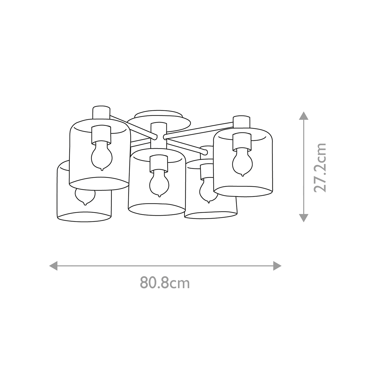 Потолочный светильник цвета латунь с пятью прозрачными цилиндрическими плафонами Hinkley в Тюмени