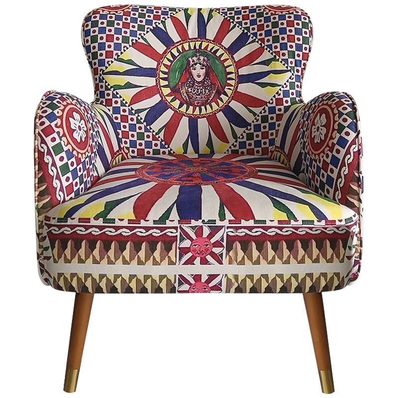 Кресло Sicilian Motifs Armchair Мульти Латунь Коричневый Кресло Sicilian Motifs Armchair Мульти Латунь Коричневый в Тюмени | Loft Concept