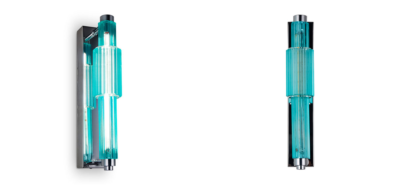 Бра с вертикальным узким плафоном Fuse Crystal Blue - фото