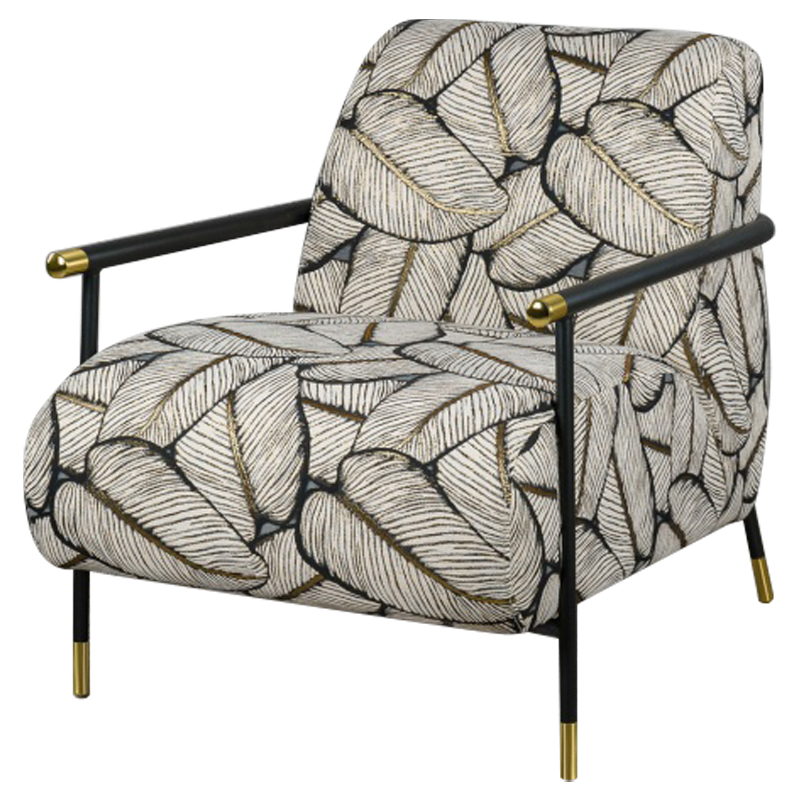 Кресло с Цветным принтом Листья Foliage Armchair Grey Серый ivory ( слоновая кость ) Черный Золотой Кресло с Цветным принтом Листья Foliage Armchair Grey Серый ivory ( слоновая кость ) Черный Золотой в Тюмени | Loft Concept