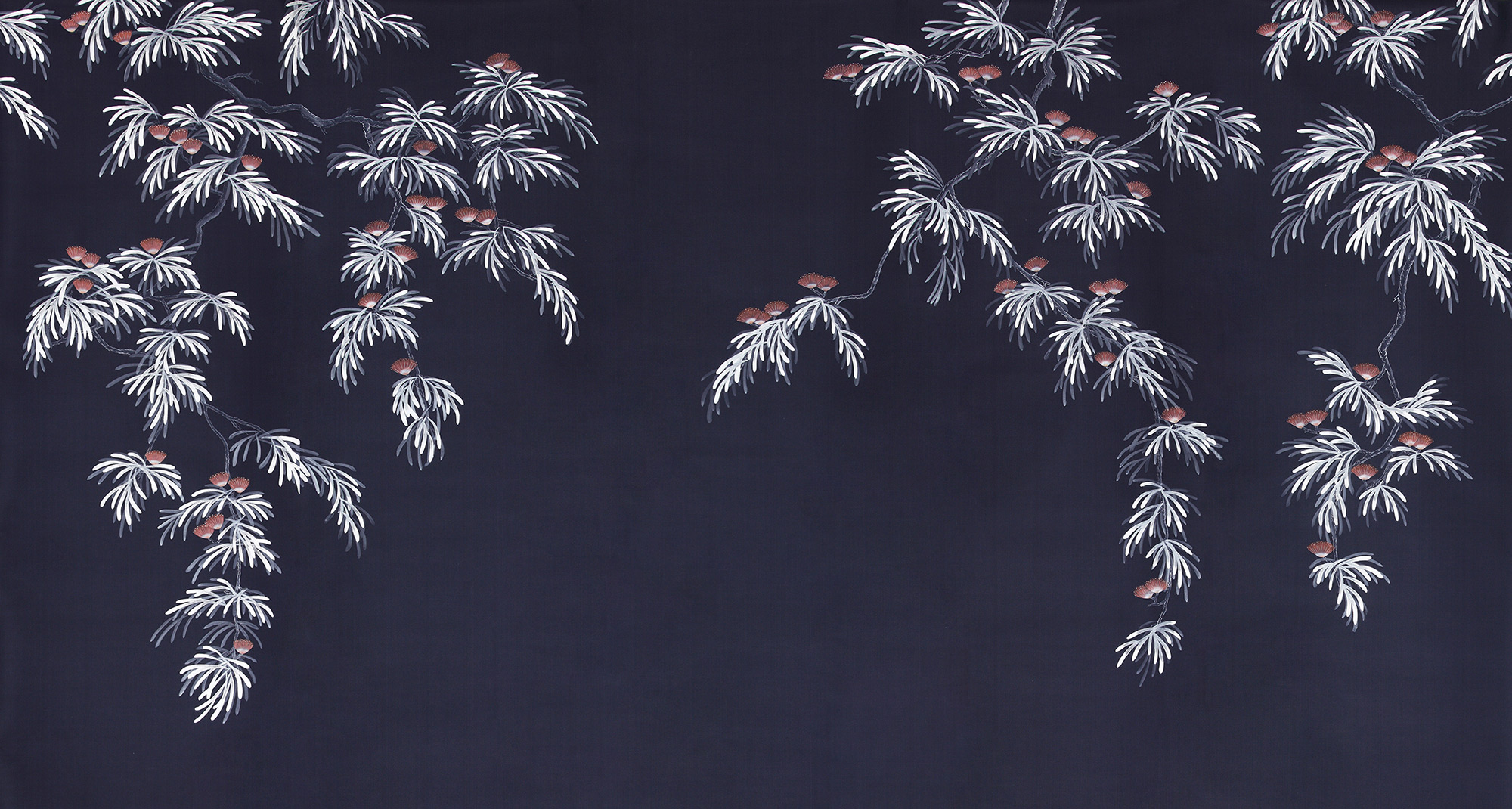 Обои ручная роспись Silk Tree Special Colourway on Empire Blue dyed silk Обои ручная роспись Silk Tree Special Colourway on Empire Blue dyed silk - постер Loft-Concept в Тюмени