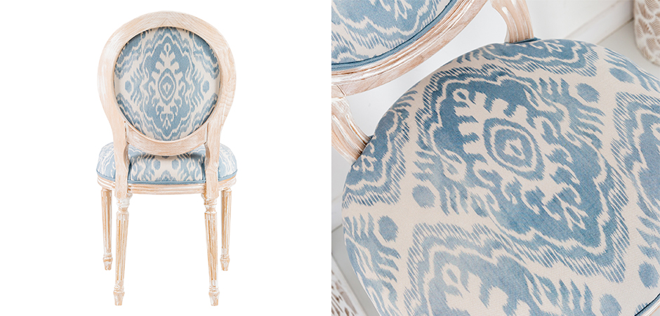 Мягкий стул со светло-голубым узором Ikat Pattern 2 Мягкий стул со светло-голубым узором Ikat Pattern 2 - Loft-Concept в Тюмени