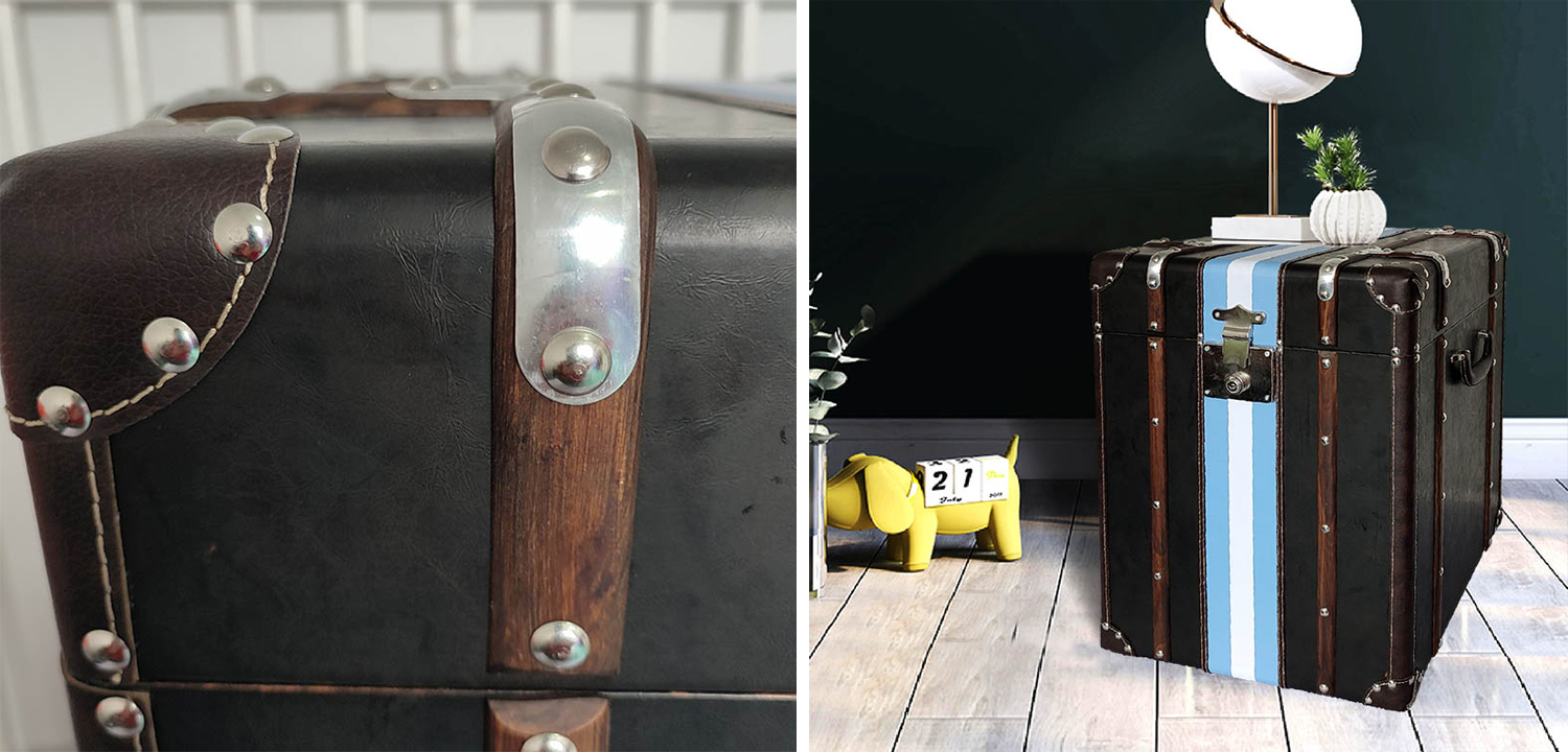 Сундук Wooden Chest Blue Stripe - фото