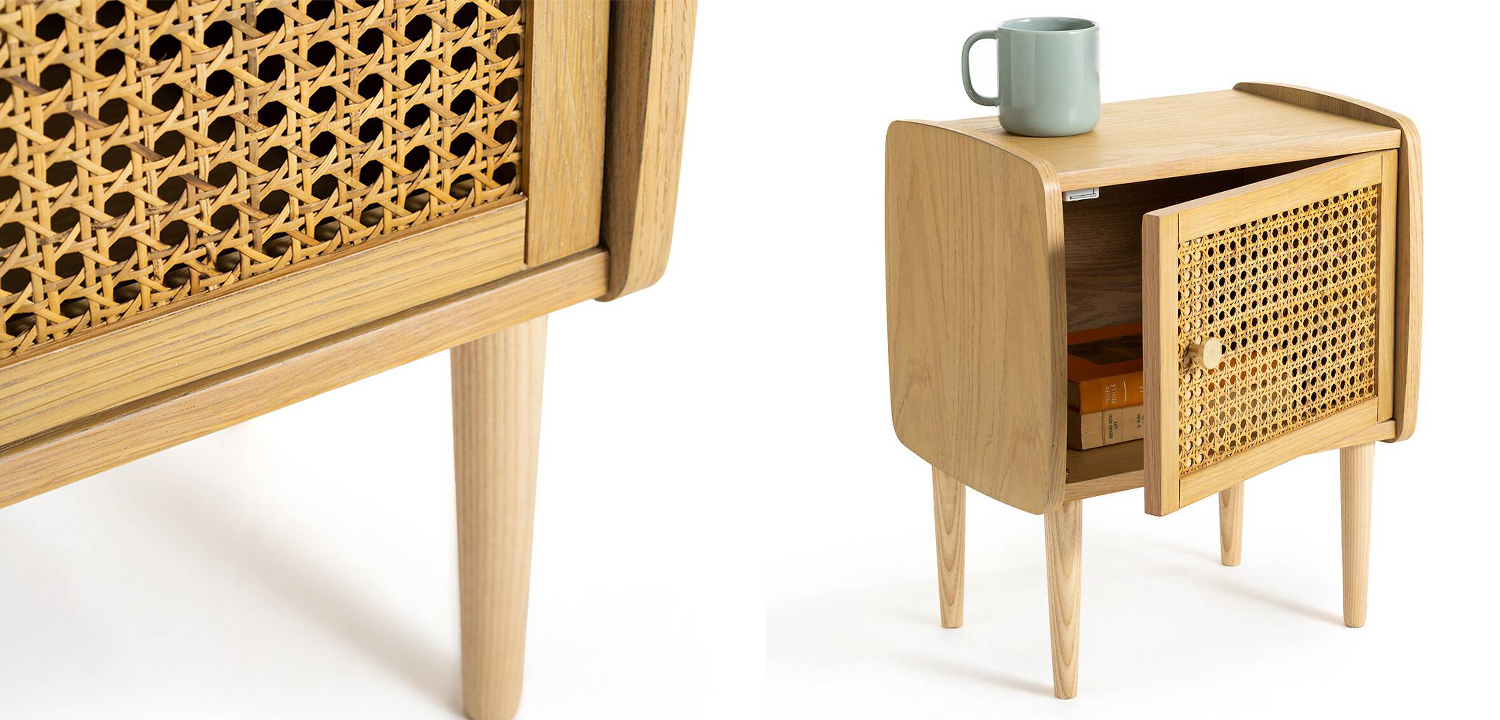 Тумба с дверцой из плетеного ротанга Aelius Rattan Wicker Curbstone - фото