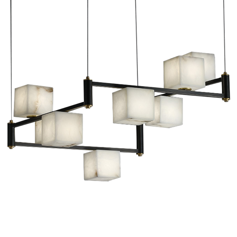 Люстра Marble Cubes Modern Light Chandelier 8 плафонов Латунь Черный Белый Мрамор Bianco Люстра Marble Cubes Modern Light Chandelier 8 плафонов Латунь Черный Белый Мрамор Bianco в Тюмени | Loft Concept